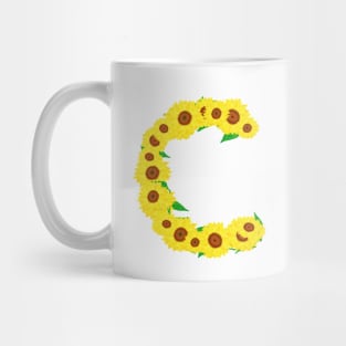 Sunflowers Initial Letter C (White Background) Mug